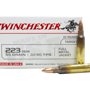 Winchester USA .223 Ammo 55 Grain FMJ USA White Box Rifle Ammo - 20 Rounds