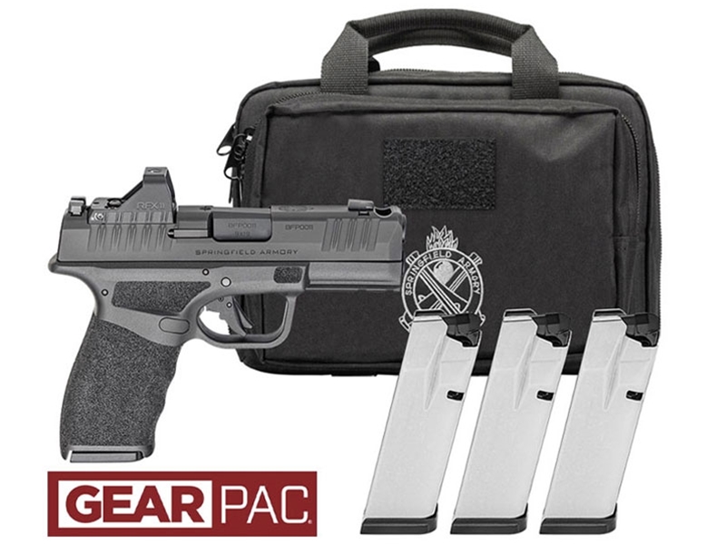 Springfield Hellcat Pro Comp Gear Pac *CA Compliant 9mm 10+1 3.7", Viridian RFX-11 Green Dot, 4 Mags, 10 Rds, Includes Range Bag